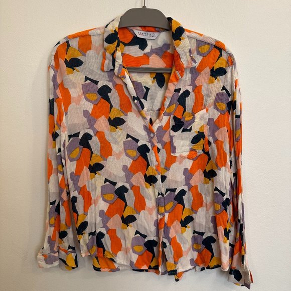 Compañia Fantastica shirred multicolor button up shirt - Picture 1 of 6